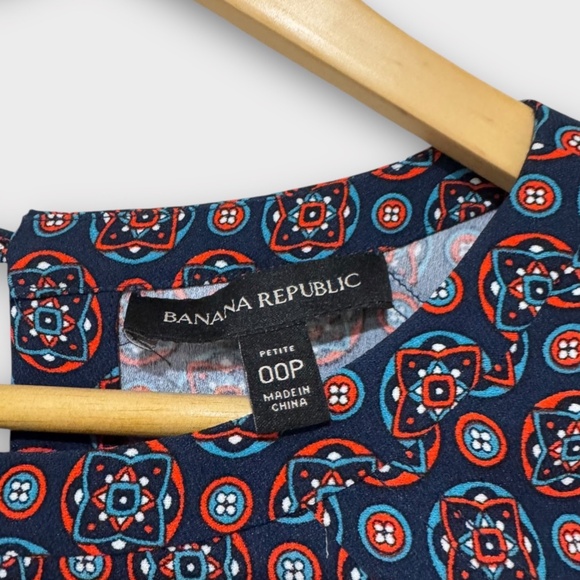 Banana Republic Multicolor Printed Short Sleeve Flounce Mini Dress Size 00P - Picture 4 of 5